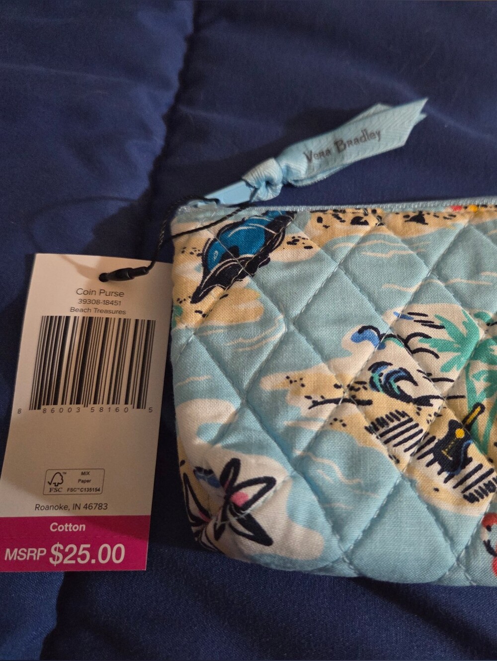 Vera Bradley Quilted Coin Purse - Beach Treasures